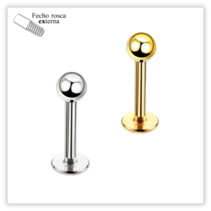 Piercing Labret básico Fecho Rosca externa Titânio F136