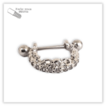 Piercing Argola decorada c/ reto Fecho Rosca externa Latão
