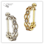 Piercing Argola decorada c/ reto Fecho Rosca externa Prata 925