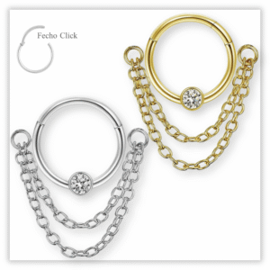 Piercing Argola Decorada Fecho Click Aço 316L