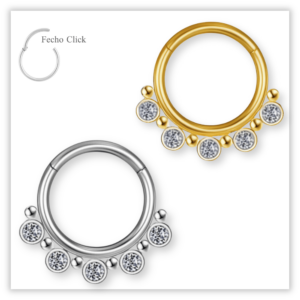 Piercing Argola Decorada Fecho Click Aço 316L