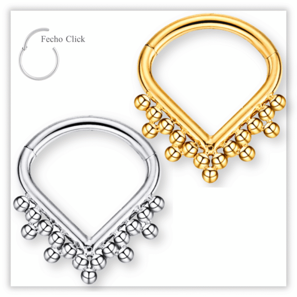 Piercing Argola Decorada Fecho Click Aço 316L
