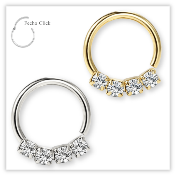 Piercing Argola Decorada Fecho Click Aço 316L