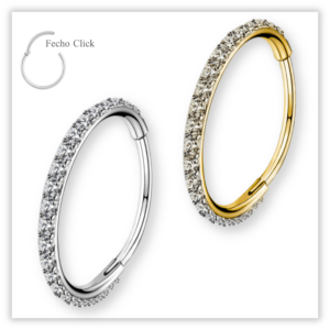 Piercing Argola Decorada Fecho Click Aço 316L