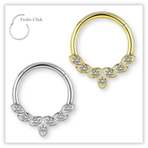 Piercing Argola Decorada Fecho Click Aço 316L
