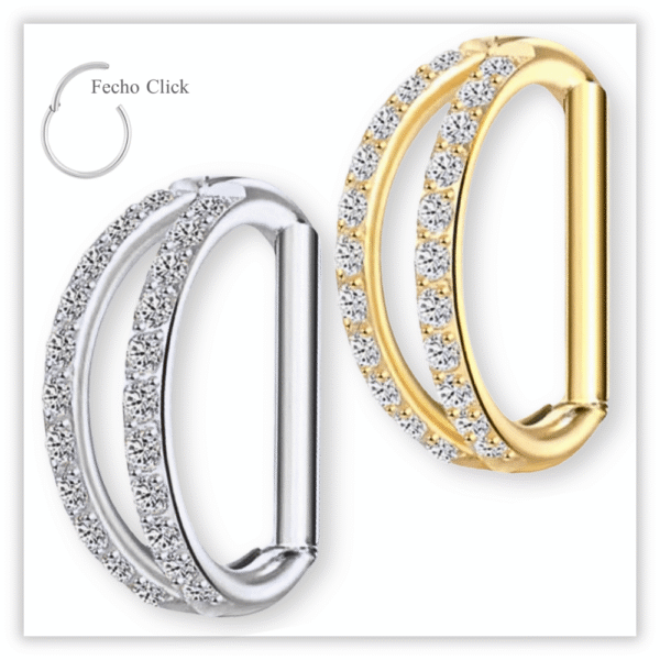Piercing Argola Decorada Fecho Click Aço 316L