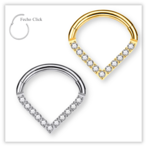 Piercing Argola Decorada Fecho Click Aço 316L