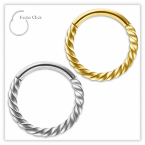 Piercing Argola Decorada Fecho Click Aço 316