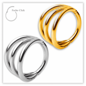 Piercing Argola Decorada Fecho Click Aço 316L