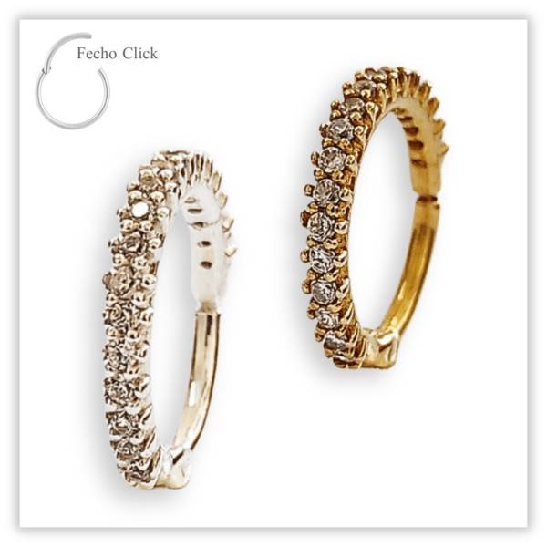 Piercing Argola Decorada Fecho Click Prata 925