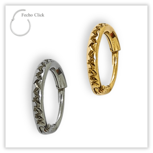 Piercing Argola Decorada Fecho Click Prata 925