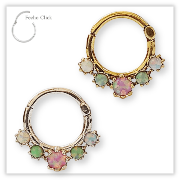 Piercing Argola Decorada Fecho Click Prata 925