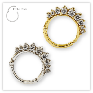 Piercing Argola Decorada Fecho Click Prata 925