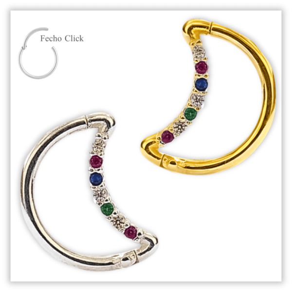 Piercing Argola Decorada Fecho Click Prata 925