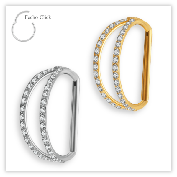 Piercing Argola Decorada Fecho Click Titânio F136