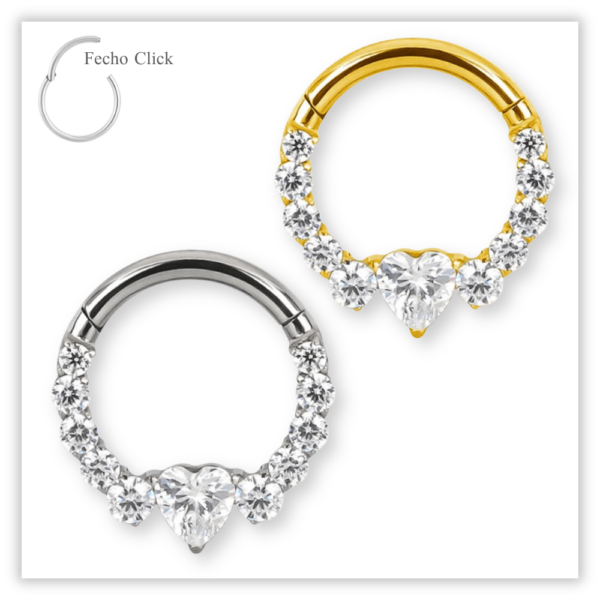 Piercing Argola Decorada Fecho Click Titânio F136