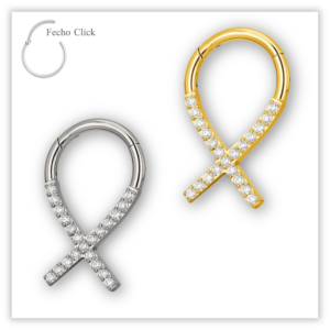 Piercing Argola Decorada Fecho Click Titânio F136