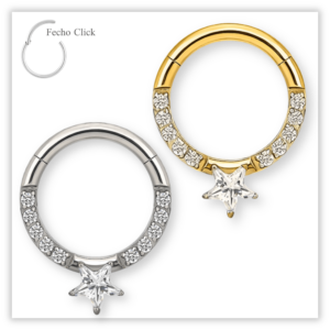 Piercing Argola Decorada Fecho Click Titânio F136