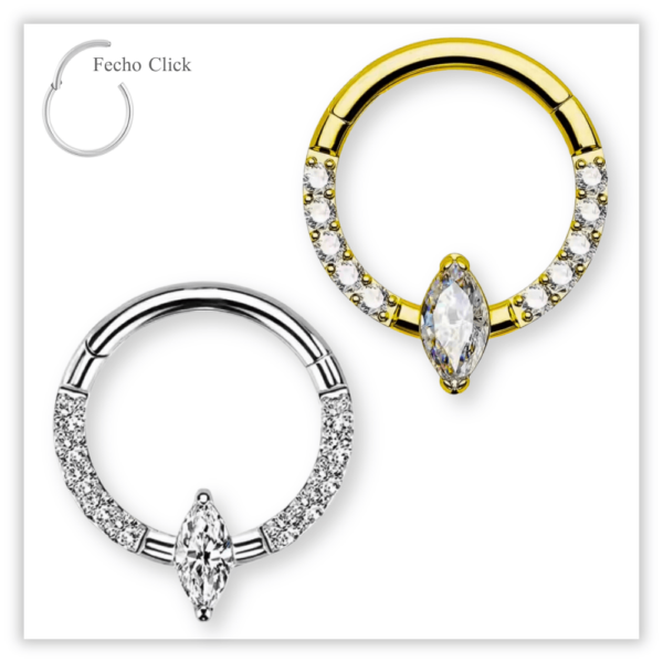 Piercing Argola Decorada Fecho Click Titânio F136