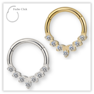 Piercing Argola Decorada Fecho Click Titânio F136