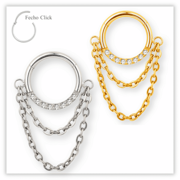 Piercing Argola Decorada Fecho Click Titânio F136