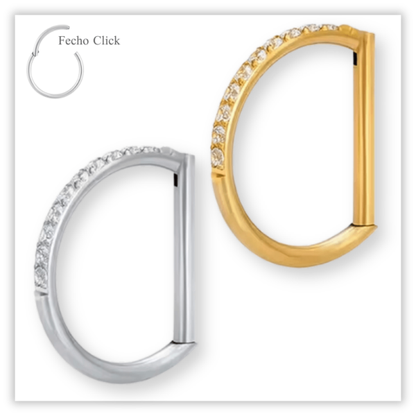 Piercing Argola Decorada Fecho Click Titânio F136