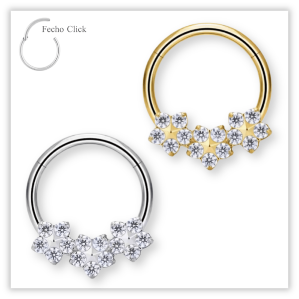 Piercing Argola Decorada Fecho Click Titânio F136