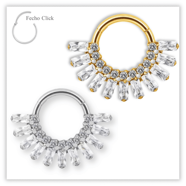 Piercing Argola Decorada Fecho Click Titânio F136