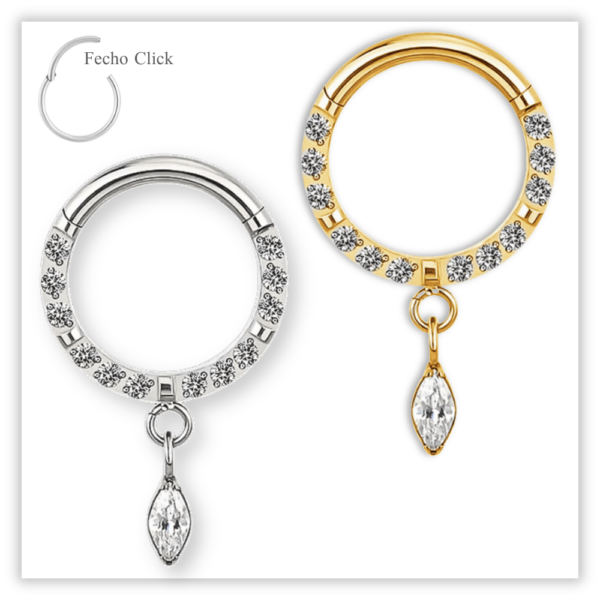 Piercing Argola Decorada Fecho Click Titânio F136