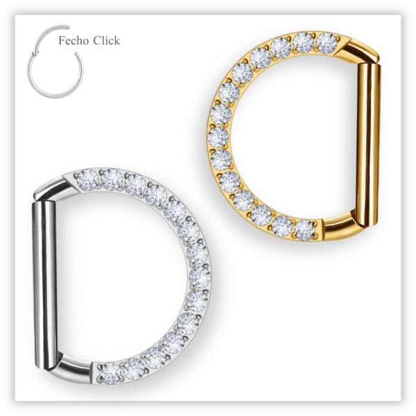 Piercing Argola Decorada Fecho Click Titânio F136