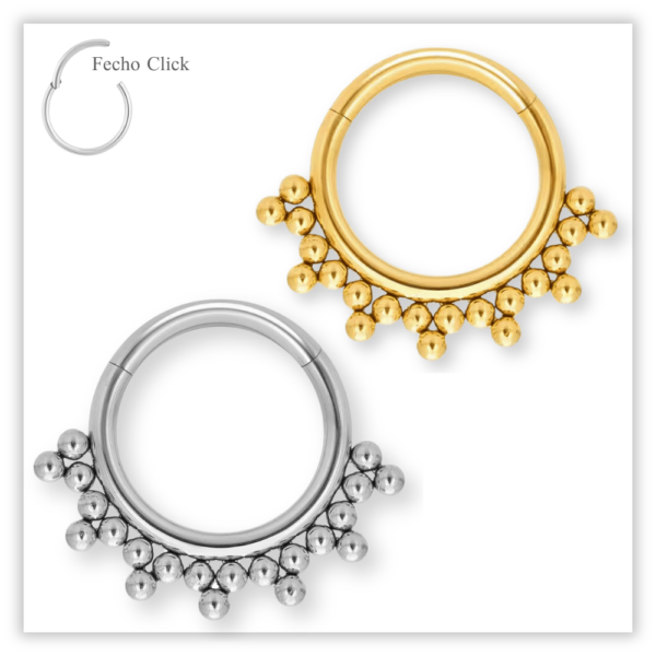 Piercing Argola Decorada Fecho Click Titânio F136