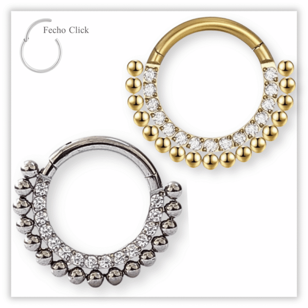 Piercing Argola Decorada Fecho Click Titânio F136