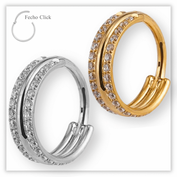 Piercing Argola Decorada Fecho Click Titânio F136