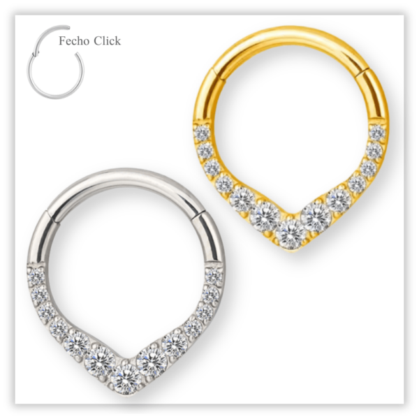 Piercing Argola Decorada Fecho Click Titânio F136