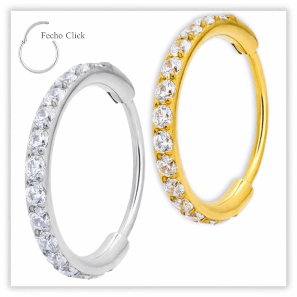 Piercing Argola Decorada Fecho Click Titânio F136