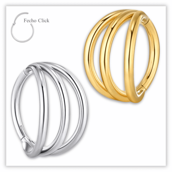 Piercing Argola Decorada Fecho Click Titânio F136