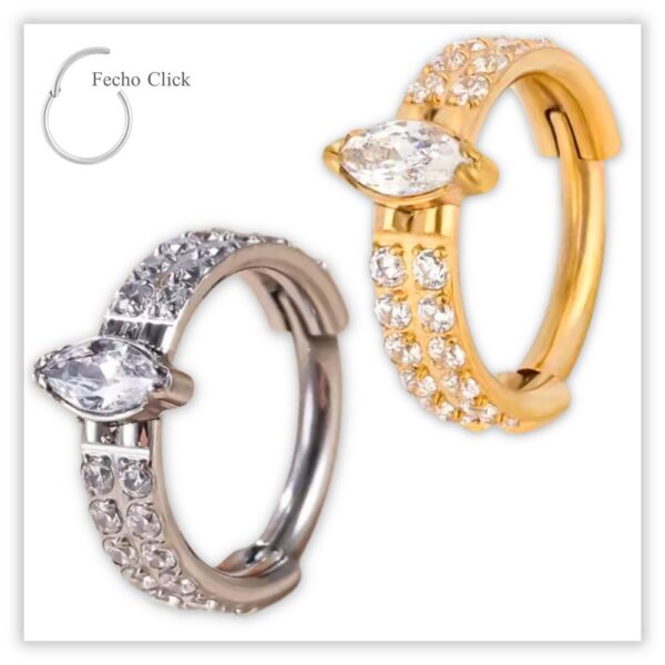 Piercing Argola Decorada Fecho Click Titânio F136