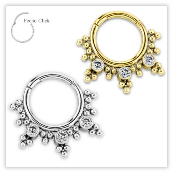 Piercing Argola Decorada Fecho Click Titânio F136