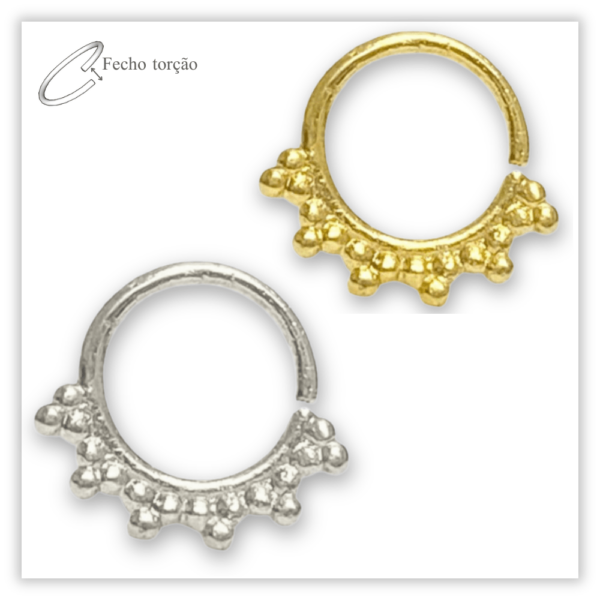 Piercing Argola Decorada Fecho Torção Latão