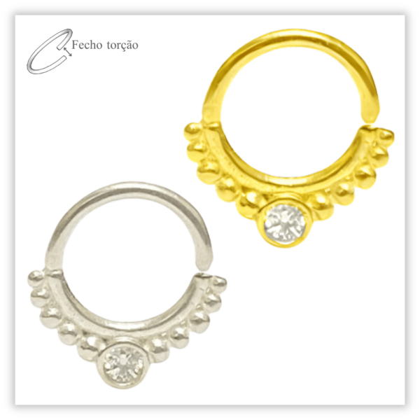 Piercing Argola Decorada Fecho Torção Prata 925