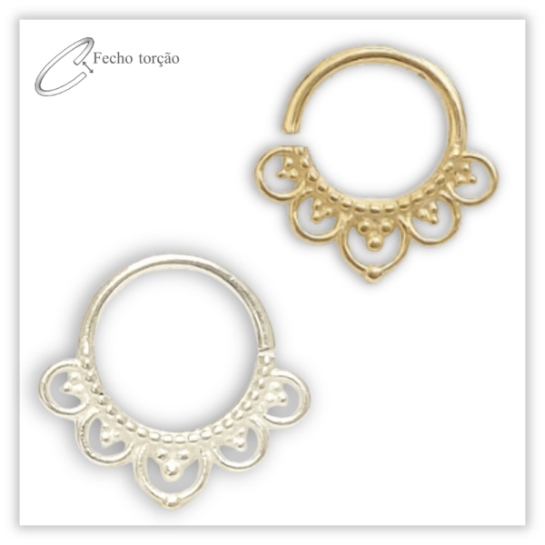 Piercing Argola Decorada Fecho Torção Prata 925