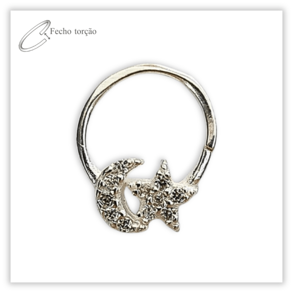 Piercing Argola Decorada Fecho Torção Prata 925