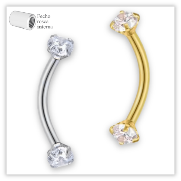 Piercing Curvo Decorado Fecho Rosca interna Aço 316L