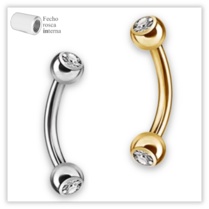 Piercing Curvo Decorado Fecho Rosca interna Titânio F136