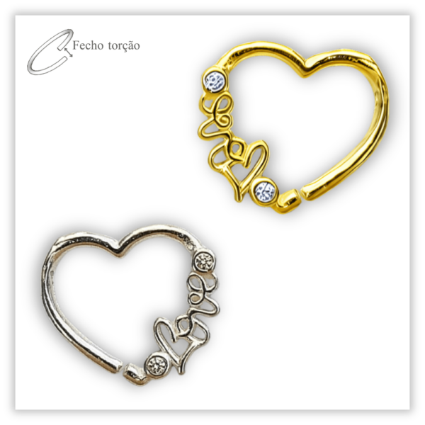 Piercing Daith / Coração Fecho Torção Prata 925