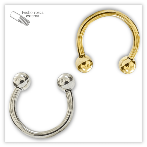 Piercing Ferradura básica Fecho Rosca externa Aço 316L