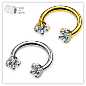 Piercing Ferradura Decorada Fecho Rosca interna Titânio F136