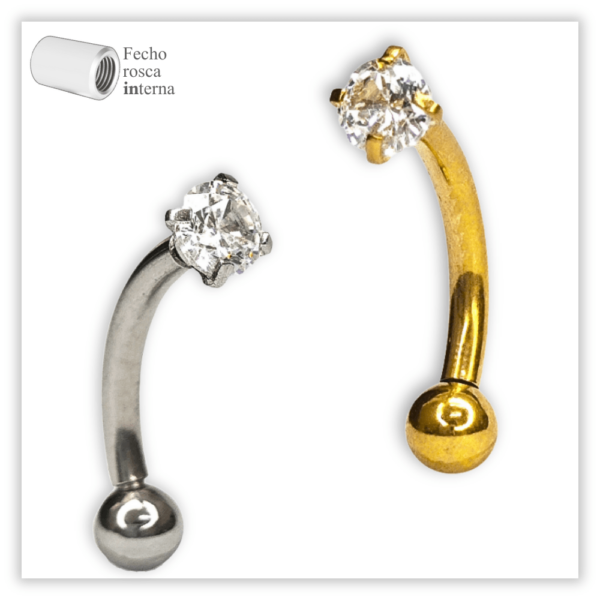 Piercing Íntimo / Rook decorado Fecho Rosca interna Aço 316L