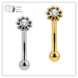 Piercing Íntimo / Rook decorado Fecho Rosca interna Titânio F136