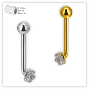 Piercing Íntimo / Rook decorado Fecho Rosca interna Titânio F136